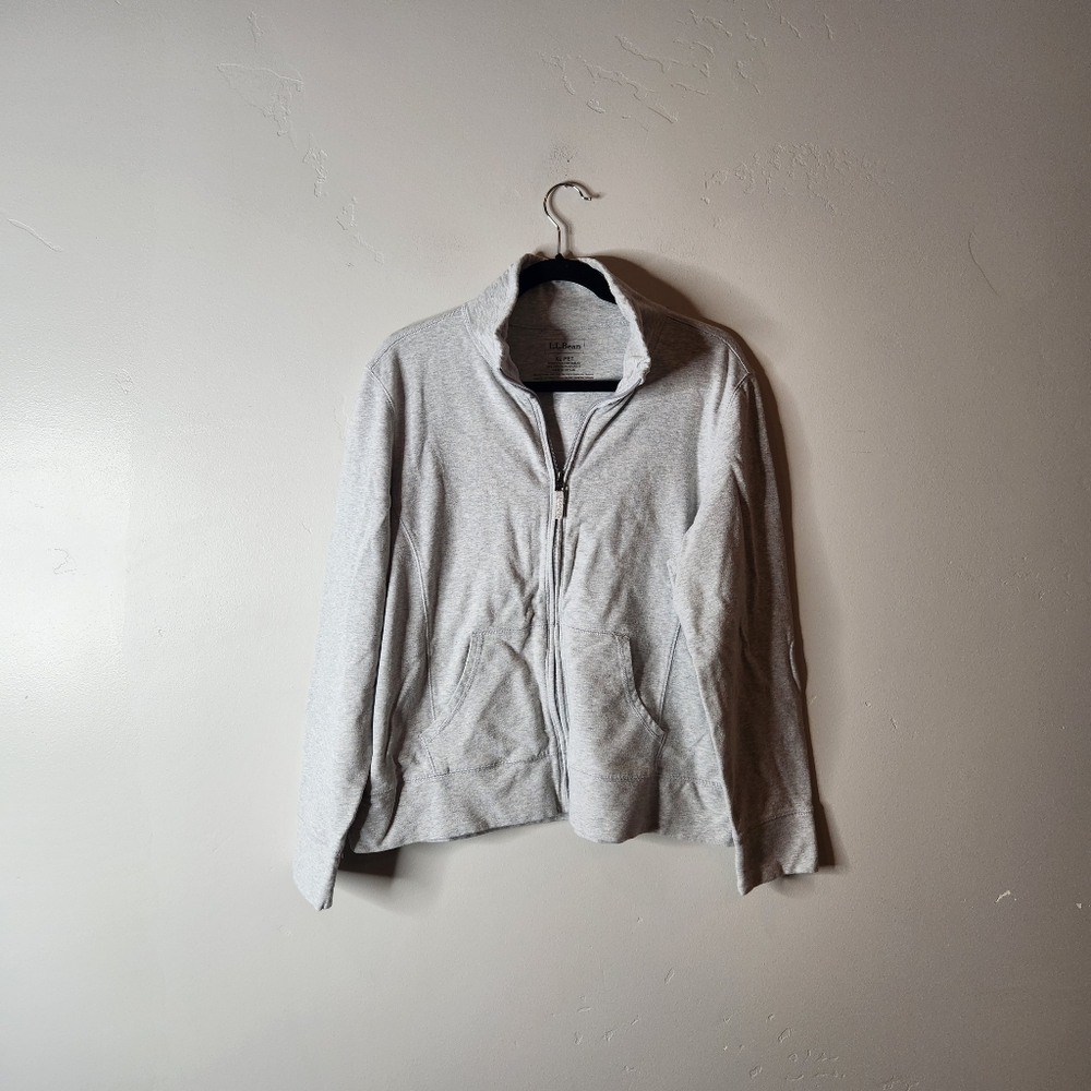 L.L. Bean Cotton Full Zip Mock Neck Sweater Size XL Petite